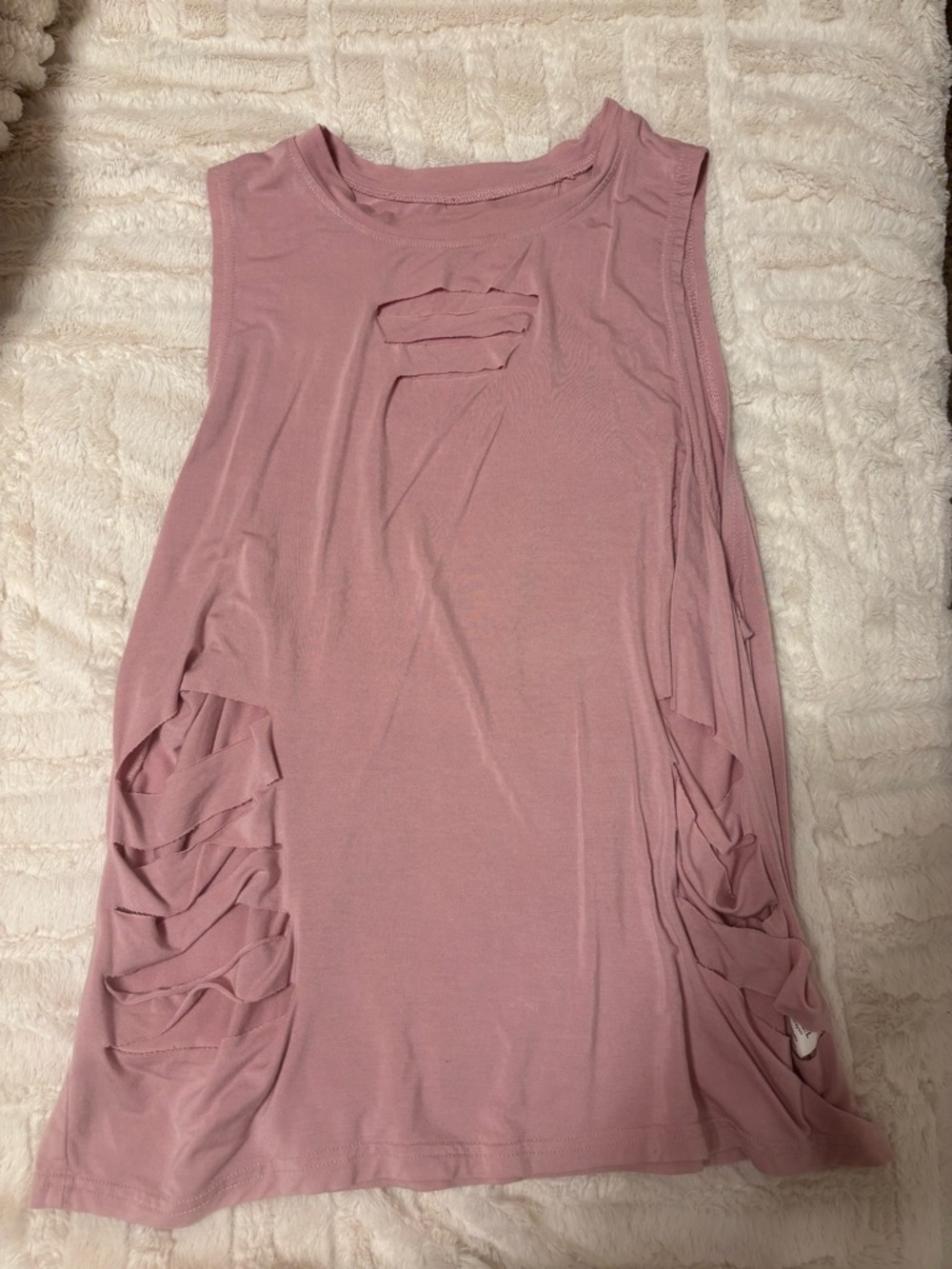 Sleeveless Pink Distressed Tank Top